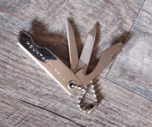 Vintage MOUNTAIN BELL Pocket Knife w/ File, Opener/Screwdriver Keychain - Picture 1 of 3