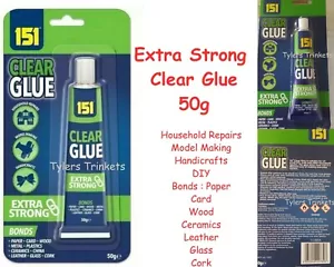 Clear Glue 50g Exrta Strong Adhesive Paper Card Wood Metal Ceramic Cork and More - Picture 1 of 6
