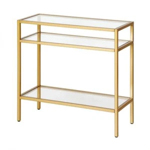 Meyer+Cross End/Side Table 24" H x 24" W x 10" D Glass-Top/Shelf, Metal in Brass - Picture 1 of 7