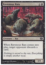 Magic the Gathering MTG Ravenous Rats (157) Ninth Edition Russian  LP