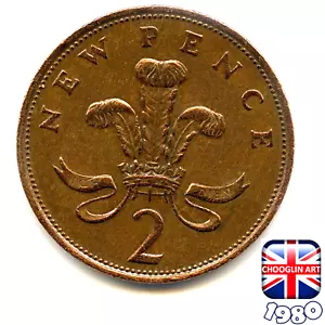 A BRITISH 1980 ELIZABETH II TWO PENCE 2p coin, 45 Years Old! - Picture 1 of 2
