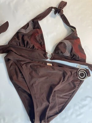Conjunto de bikini Tropical Escape marrón para mujer talla 14 Foto 1 de 4