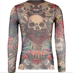 DSQUARED2 Tribal Tattoo Print Long Sleeve Sheer Top - M - Bild 1 von 9
