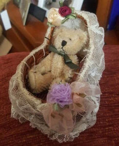 Miniature Mohair Bear In Crib - Picture 1 of 7