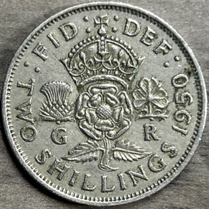 1950 Two Shillings United Kingdom Copper Nickel in Circulated Condition - Picture 1 of 2