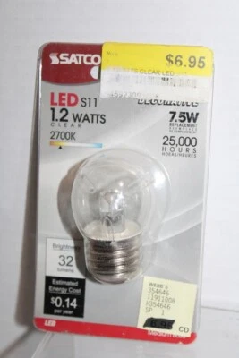 Satco 7.5w Replacement LED S11 Clear Bulb Medium Base 32 Lumens S9160 - Image 1 of 2