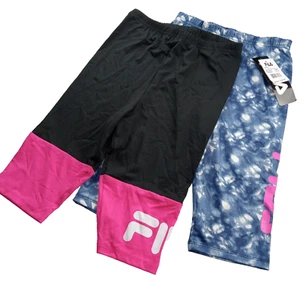 FILA Girls Capri Shorts Bundle Size Large 14/16 Blue Tie Dye Black Pink Athletic - Picture 1 of 7