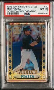 Mike Piazza 1999 Topps Stars 'N Steel Gold Dome Holographic #40 PSA 8 NM-MT