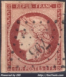 FRANCE EMISSION TYPE CERES 1F CARMIN N° 6 AVEC OBLITERATION PC A VOIR - Picture 1 of 2