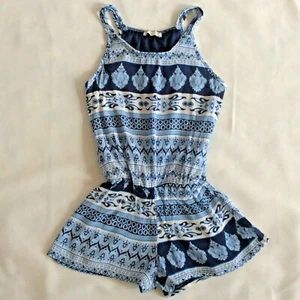 Pinc Premium Girls Romper Shorts Size L Blue White Tank Style Made in USA - Picture 1 of 8