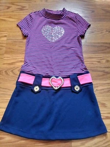 Niñas Pinky Mangas Cortas Camiseta Vestido con Corazón de Piedra Gema Logotipo Talla S - Imagen 1 de 5