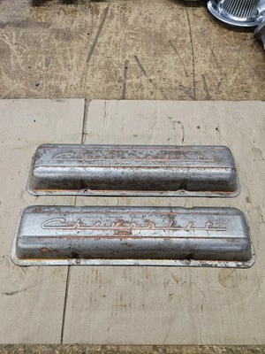 1959 1960-1968 Corvette Impala Nova SBC 283 327 Valve Covers Chevrolet Script - Image 1 of 4
