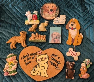 Animal Cat Dog Vintage 1980s 1990s Fridge Magnets Lot 13 Pig Bunny Cute  - Picture 1 of 4