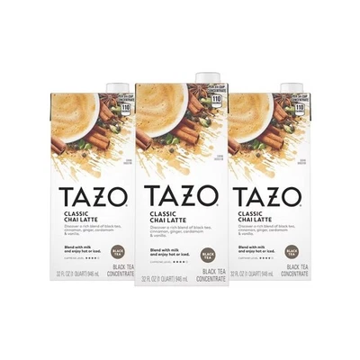 Tazo 3 unidades/32 fl oz cada concentrado clássico de chá preto Chai Latte - Imagem 1 de 4
