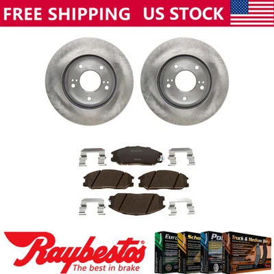 Kit dianteiro rotores de freio + pastilhas e ferragens de cerâmica para 2001 Hyundai XG300 - Imagem 1 de 4