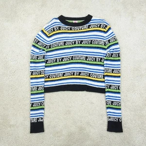 Juicy Couture Jumper Womens Small Striped Logo Knit Y2K Coquette Brat Cute - Picture 1 of 10