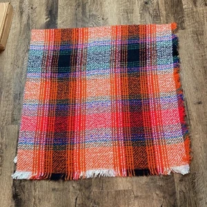 Karo Karos Orange Boho Herbst Fransen Grob Groß Klassisch Schal Halstuch Schal - Bild 1 von 8