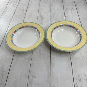 Villeroy & Boch Twist Alea Limone Set Of 2 Rimmed Soup Cereal Dessert Bowls 8" - Picture 1 of 6