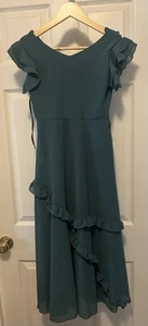 Mia Joy Joyfolie Girl's Imogen Dress Teal Green Size 10 NWT Ruffle Maxi - Picture 1 of 11