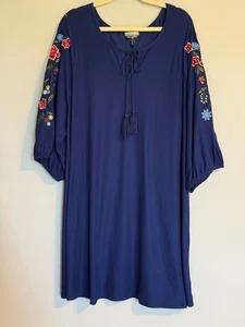 ALLISON BRITTNEY DAMENKLEID. GR: 3X RUNDHALS LANGARM BESTICKT BLAU - Bild 1 von 4