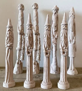 8 Vintage Jim Shore Skinny Santa Pencil Figurines Signed Unfinished 1990/1991 - Picture 1 of 5