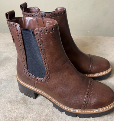 St. John's Bay Block Heel Brown Chelsea Boots Women's Size 7.5W  Memory Foam - Image 1 of 4