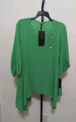 Top túnica asimétrica verde plus IC Collection By Connie K para mujer talla 3X Foto 1 de 4
