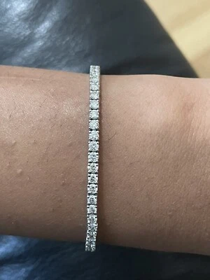 RRP £ 4000  - 4.26 Ct F/SI 100% Natural Round Diamond Tennis Bracelet White Gold - Image 1 of 4