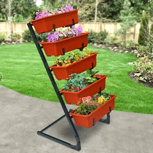 New 5 Tier Vertical Raised Garden Bed Planter Boxes Patio Balcony Outdoor Indoor - Picture 1 of 8