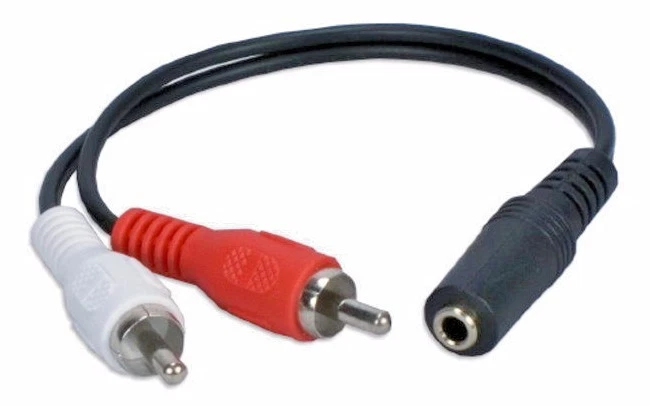 6in 3.5mm Female to RCA Red White Male Audio AUX Splitter Cable Adapter MP3 Car - Image 1 of 1
