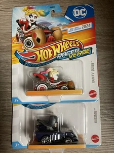 HOT WHEELS DC RACER VERSE DIECAST BATMAN BATMOBILE & HARLEY QUINN 2024 LOT OF 2 - Picture 1 of 3