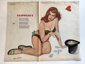 Vintage Esquire Magazine Centerfold Flippancy by Al Moore- Redhead w/ Cards - Picture 1 of 4