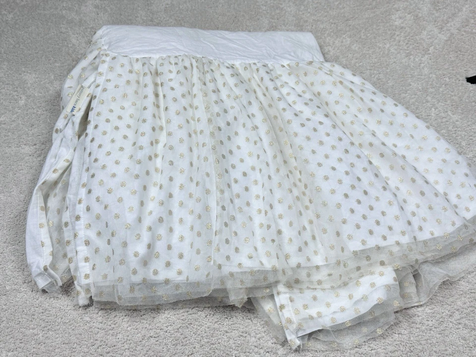 Pottery Barn Niños Bebé Punto Dorado Brillante Blanco Tul Cuna Falda Ropa de Cama Infantil Foto 1 de 4
