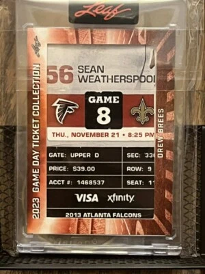 DREW BREES 2023 LEAF GAME DAY TICKET COLLECTION ATLANTA VS SAINTS 2013 INSERT #4 - Image 1 of 2