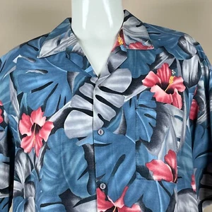 Hawaiian Mens Shirt XL Ferns Hibiscus Norman James Tropical Aloha Friday - Picture 1 of 8