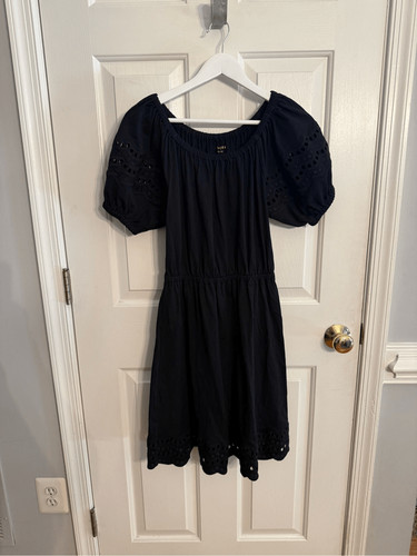 Abito Kate Spade nero con occhielli in pizzo sulle spalle scoperte taglia S us intime ottimeioni