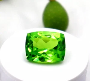 Natural 7-8 Ct Cushion Cut Peridot green Certified stone Loose Gemstone - Imagen 1 de 6