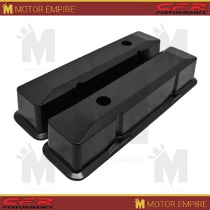 Fits 1958-86 Chevy Small Block Tall Black Aluminum Recessed Valve Covers Smooth - Foto 1 di 2