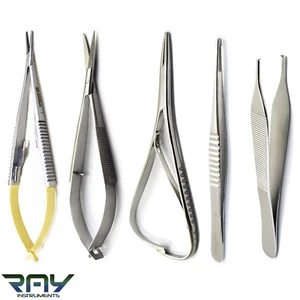 Rodent Microsurgery Scissors Surgical Castroviejo Needle Holder Tweezers Forceps - Picture 1 of 7
