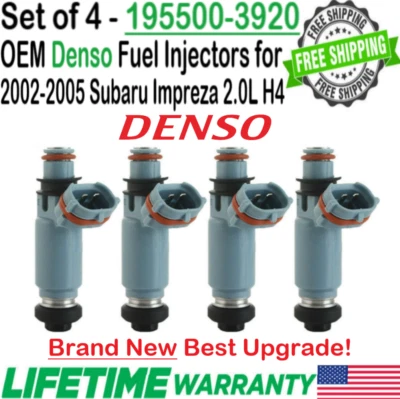 Nuevos inyectores de combustible Denso OEM 4 piezas mejor actualización para Subaru Impreza 2004 2,0 L H4 Foto 1 de 4