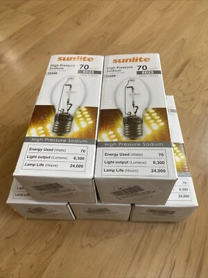 5pack Sunlite LU70/MOG 70W ED23 High Pressure Sodium Light Bulb Clear NEW - Image 1 of 4