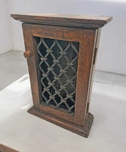 Vintage Holz Wanddeko Schlüssel Hänge Schrank Box Original Alt Handarbeit - Bild 1 von 7