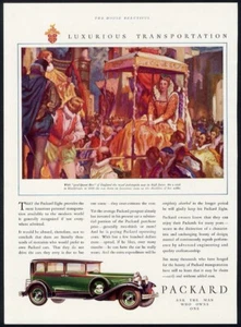 1930 PACKARD EIGHT Auto Car Ad Four Door SEDAN Green QUEEN BESS England - Picture 1 of 1