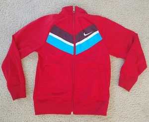 Vintage Nike Zip Up Warm Up Jacket Track Red Collared Size Small Youth  - Picture 1 of 9