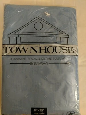 Sunweave TOWNHOUSE Tablecloth 60" x 120" Blue - Soil Release Scotchgard - Image 1 of 4