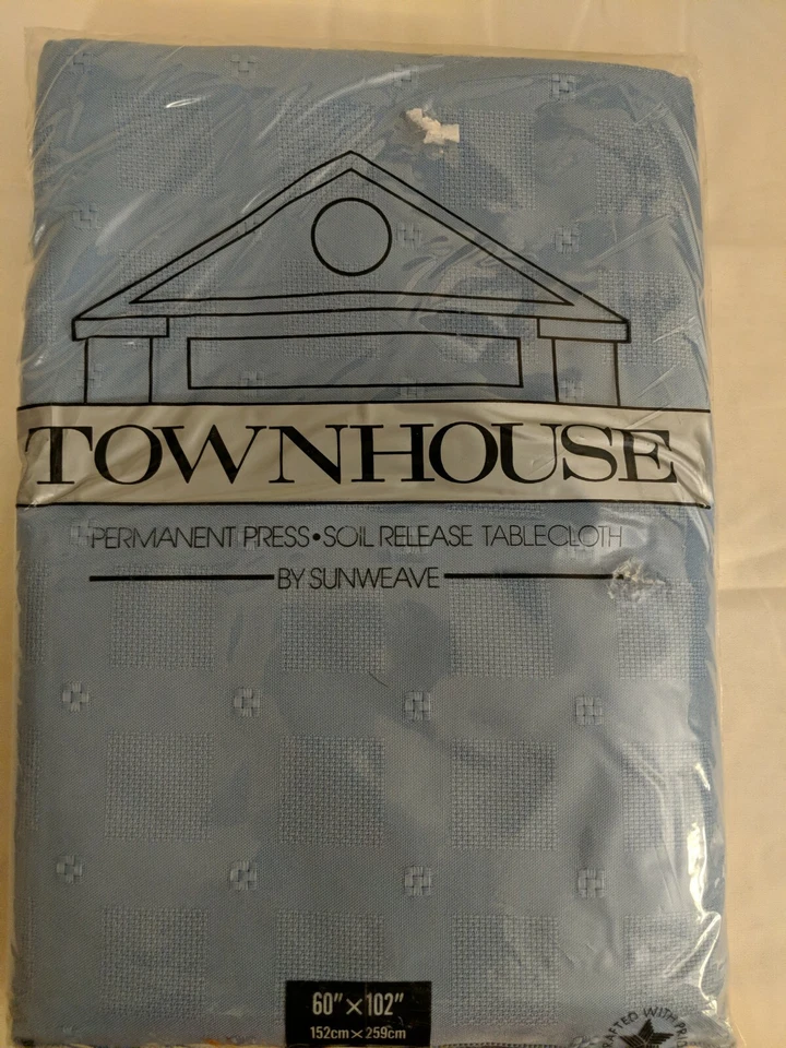 Sunweave TOWNHOUSE Tablecloth 60" x 120" Blue - Soil Release Scotchgard - Image 1 of 4