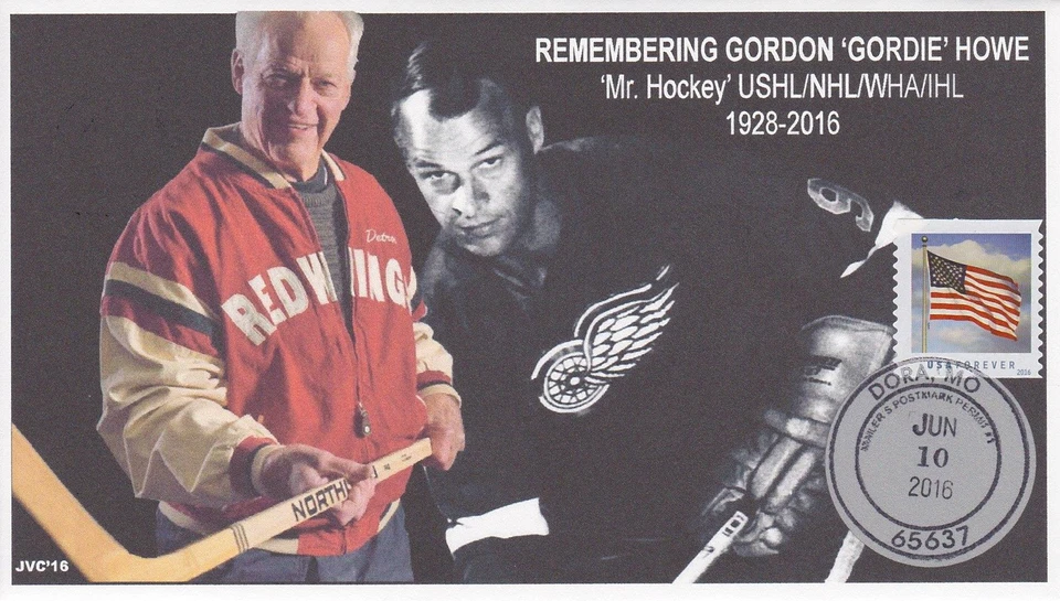 JVC CACHETS - GORDON 'GORDIE' HOWE MOURNING EVENT COVER FDC HOCKEY W/ MPP CANCEL - Image 1 of 1