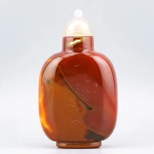 Antike chinesische Schnupftabakflasche Achat glänzend Stopfen Qing Periode 19. Jahrhundert - Bild 1 von 14