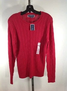 Pequeño suéter rojo Cable Knit Karen Scott Mujer top 100% algodón - Imagen 1 de 2