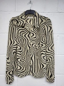 Urban Outfitters Beige & Black Swirl Pattern Sheer Short Blouse. Size Medium.PBF - Picture 1 of 6